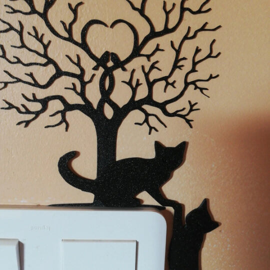 Lot 2 décorations interrupteur mural – Chat & Arbre