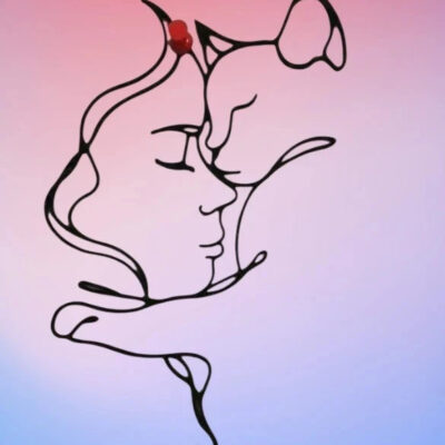 Art mural femme et chat – décoration 3D attendrissante pour les amoureux des chats Figura3D