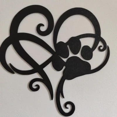 Décoration murale patte de chien chat cœur infini 3D